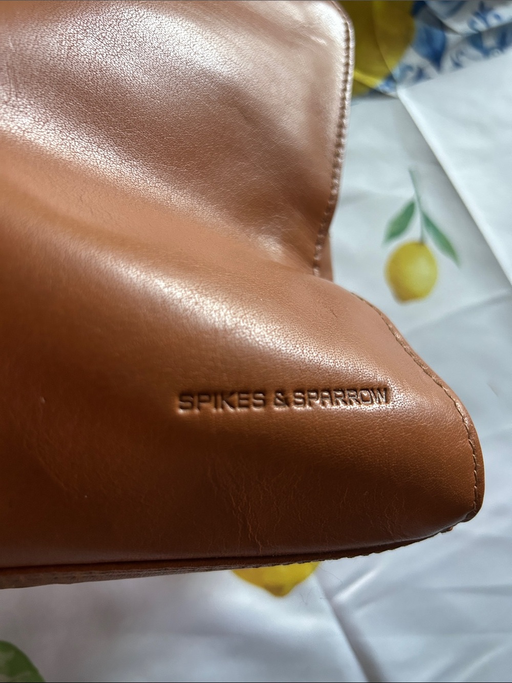 Spikes & Sparrow Cognac Leather Satchel with Detachable Crossbody Strap - Picture 3 of 4